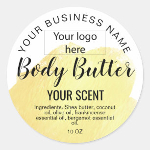 body butter gold blush pink add your logo classic round sticker