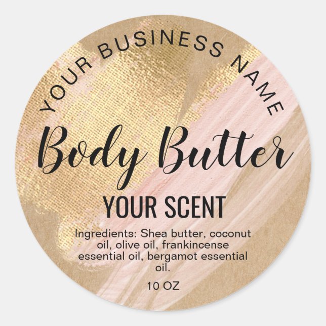 body butter gold blush pink classic round sticker (Front)