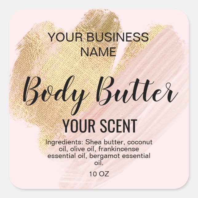 body butter gold blush pink classic  square sticke sticker (Front)