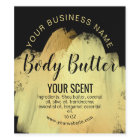 body butter gold foil product label