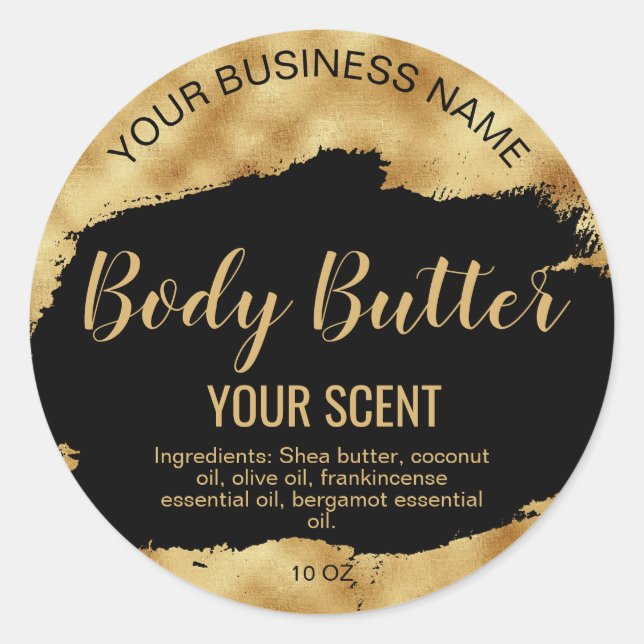 body butter gold  product label (Front)