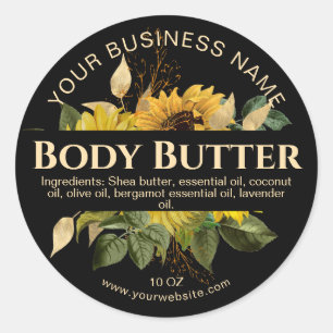 body butter gold vintage sunflower product label