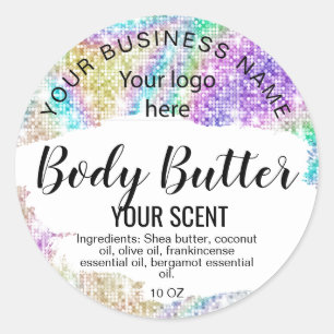 body butter HOLOGRAPHIC add your logo Classic Roun Classic Round Sticker