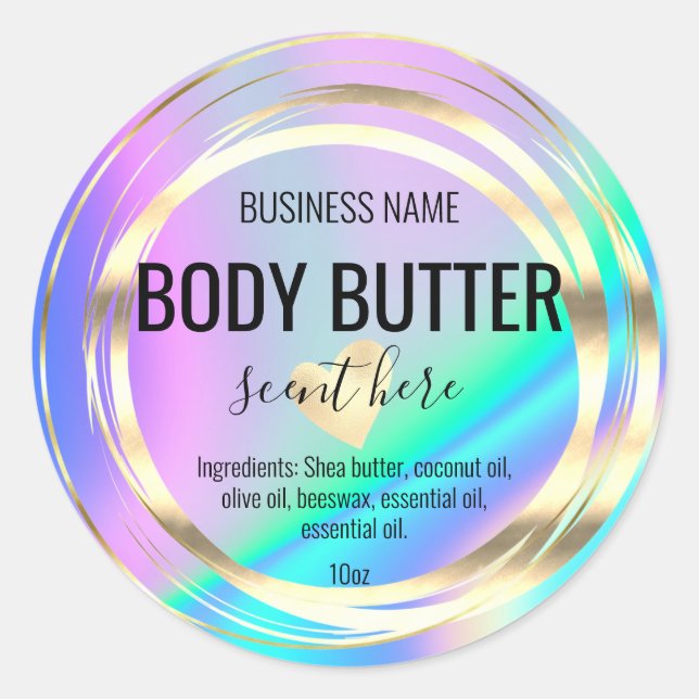 body butter holographic modern product label (Front)