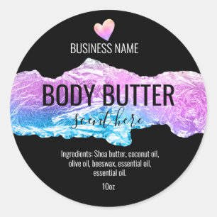 body butter iridescent holograph product label