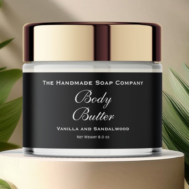 Body Butter Jar Label - Black with White Text (Creator Uploaded)