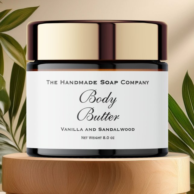 Body Butter Jar Label - White with Black Text (Creator Uploaded)