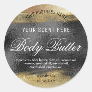 Body Butter Labels Black With Gold Ink
