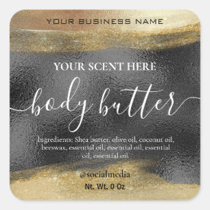 Body Butter Labels Black With Gold Ink