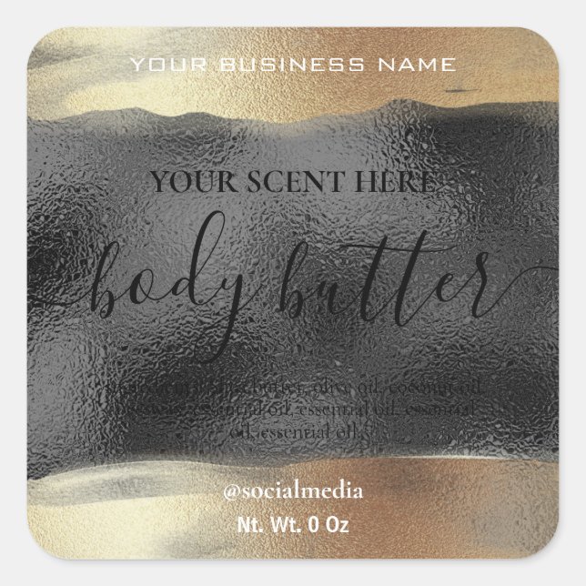 Body Butter Labels Black With Gold Ink (Front)