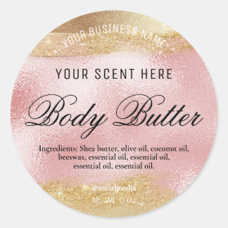 Body Butter Labels Pink With Gold Ink