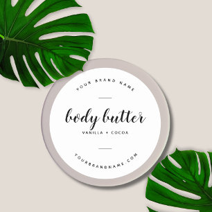 Body butter modern white product classic round sticker