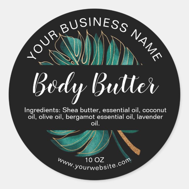 body butter monstera leaf tropical product label (Front)