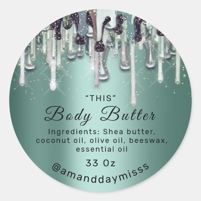 Body Butter Packaging Online Beauty Drip MintGreen Classic Round Sticker (Front)