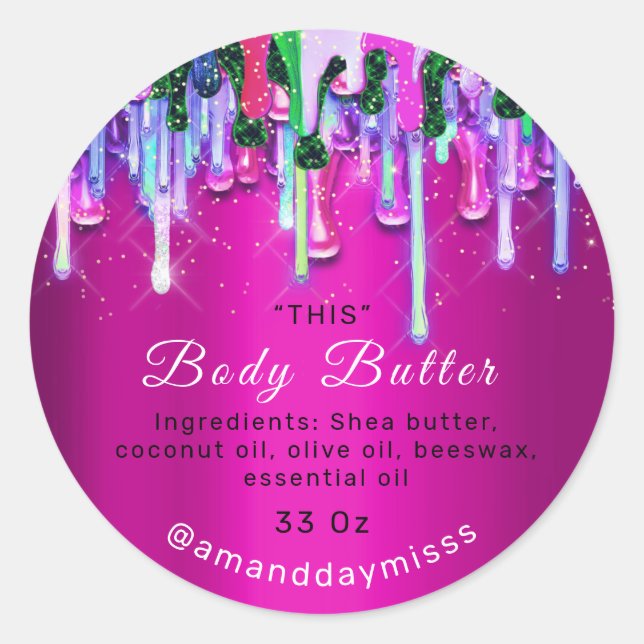 Body Butter Packaging Online Beauty Drip Pinky Classic Round Sticker (Front)