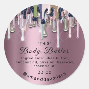 Body Butter Packaging Online Shop Rose Drips Pink  Classic Round Sticker