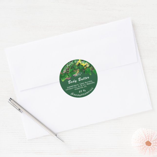 Body Butter Product Packaging Green Woodland ECO Classic Round Sticker (Envelope)