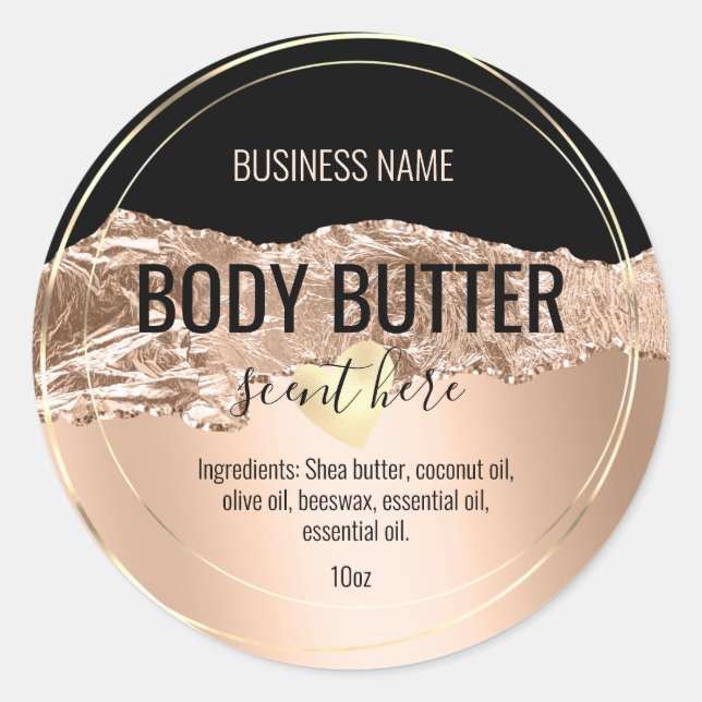 body butter rose gold modern product label (Front)