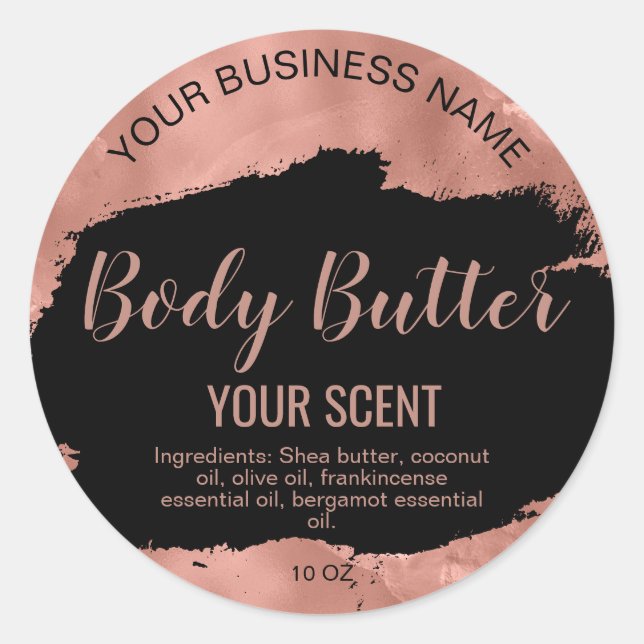 body butter rose gold  product label (Front)