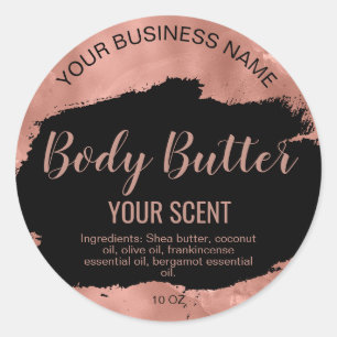 body butter rose gold  product label