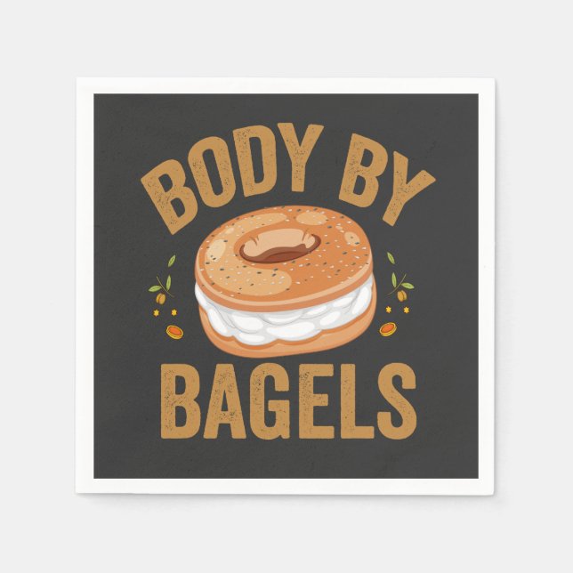Body By Bagels Funny Jewish Hanukkah Doughnut Gift Napkin (Front)