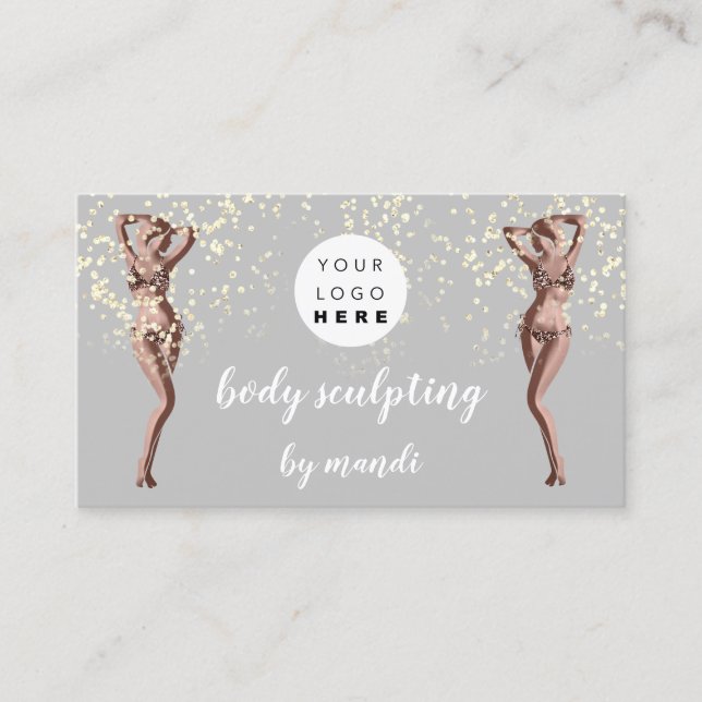 Body Care Fashion Logo Rose QRCode Bikini Spark Business Card (Front)