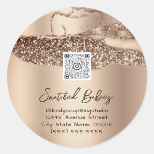 Body Care Sculpting Cosmetic Logo QR Promotional Classic Round Sticker