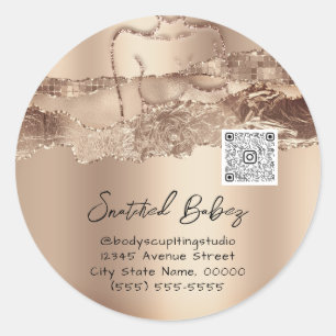 Body Care Sculpting Cosmetic Logo QR Small Busines Classic Round Sticker