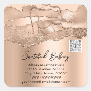 Body Care Sculpting Cosmetics Logo QR Code Rose Square Sticker