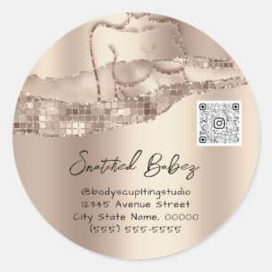 Body Care Sculpting Cosmetics Logo QR Online Shop Classic Round Sticker