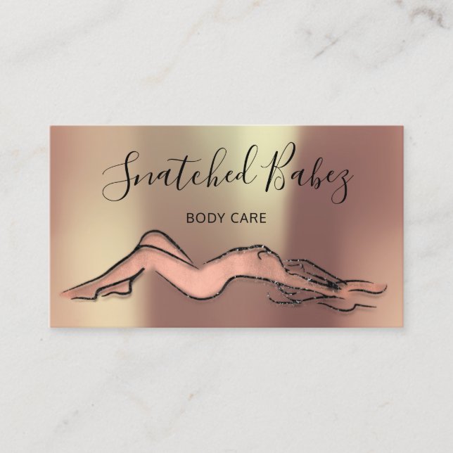 Body Care Sculpting QRCODE Black Rose Copper Business Card (Front)
