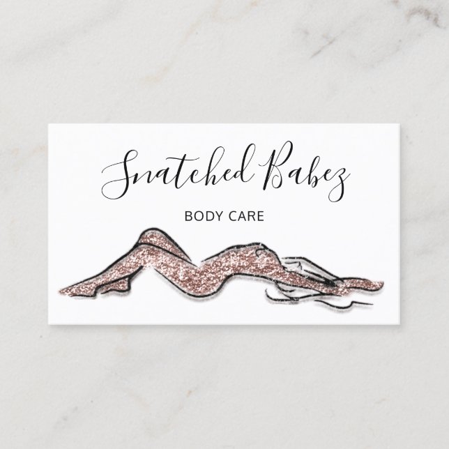 Body Care Sculpting QRCODE Black Rose Glitter Business Card (Front)
