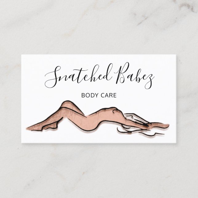 Body Care Sculpting QRCODE Black White Rose Business Card (Front)