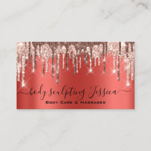 Body Care Sculpting QRCode Logo Red Business Card