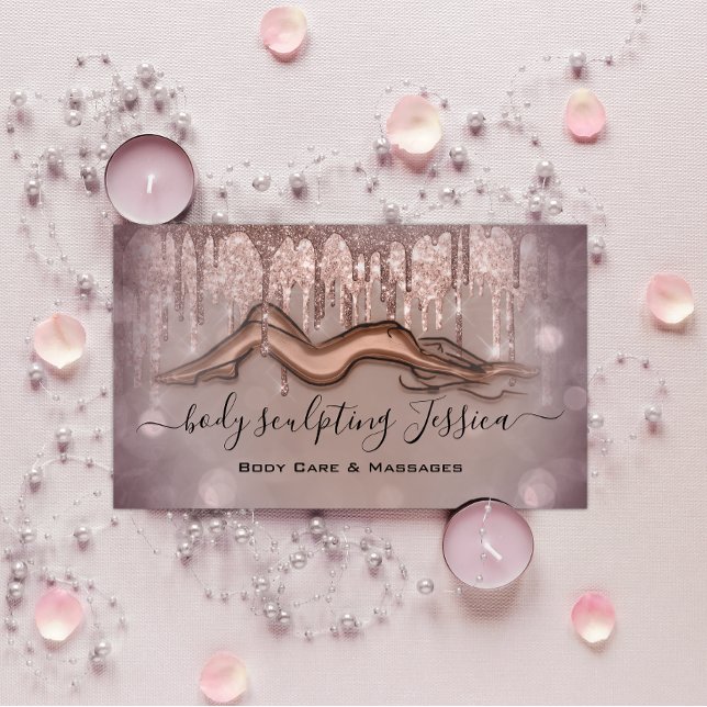 Body Care Sculpting QRCode Logo Rose Drips   Business Card (Creator Uploaded)