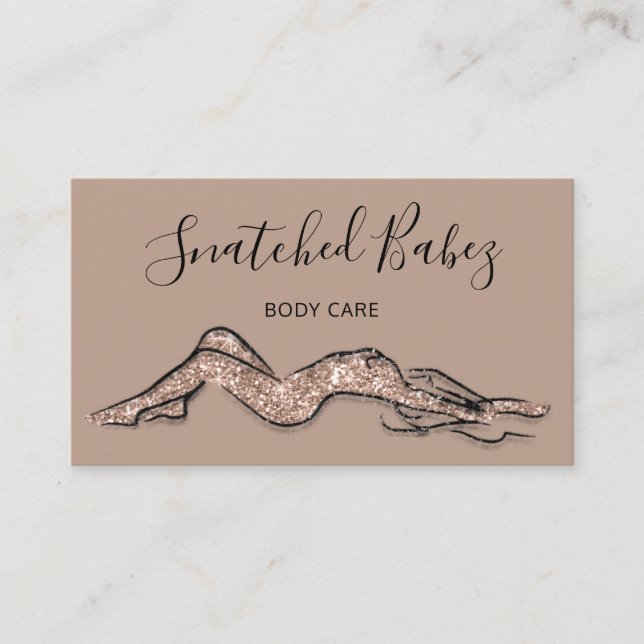 Body Care Sculpting QRCODE Rose Glitter Brown Business Card (Front)