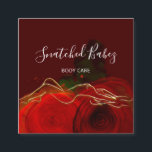 Body Care Sculpting QRCODE Rose Red Burgund Floral Square Business Card<br><div class="desc">florenceK luxury beauty salon collection</div>