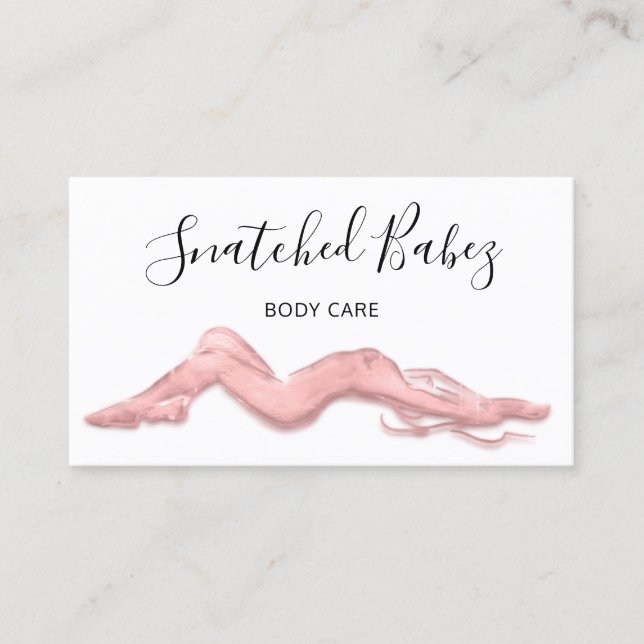 Body Care Sculpting QRCODE Rose White Business Card (Front)