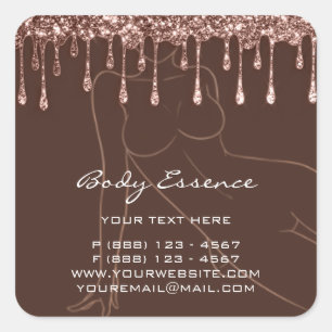 Body Care Shaping Soap Balm Cosmetic Rose Brown Square Sticker