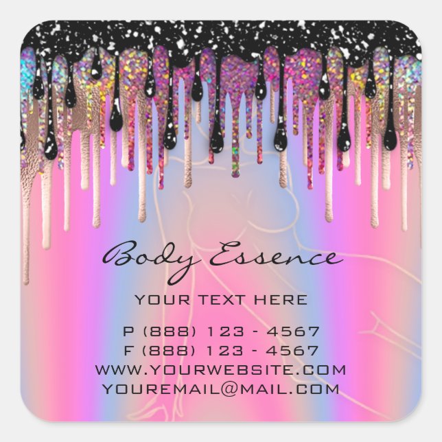 Body Care Soap Balm Cosmetic Shop Pink Holograph  Square Sticker (Front)