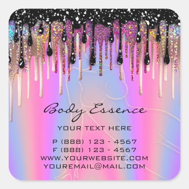 Body Care Soap Balm Cosmetic Shop Pink Holograph  Square Sticker (Front)