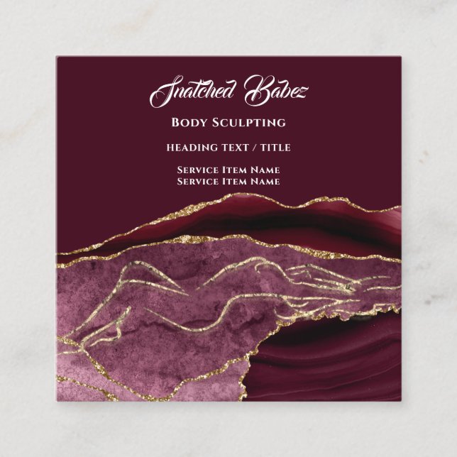 Body Logo Massage Sculpting Gold Glitter QRCODE  Square Business Card (Front)