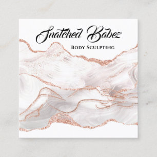 Body Logo Massage Sculpting Marble Rose QRCODE  Sq Square Business Card