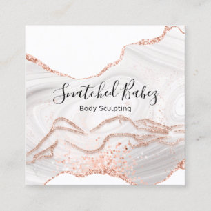 Body Logo Massage Sculpting Marble White QRCODE   Square Business Card