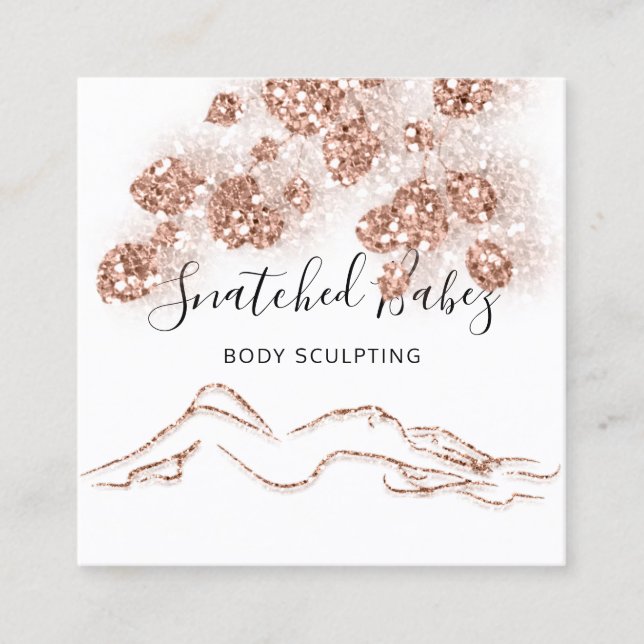 Body Logo Massage Sculpting QRCODE Rose Floral Square Business Card (Front)