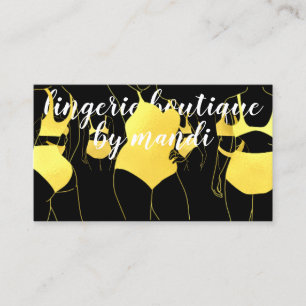 Body  Logo QRCode Bikini Underwear Shop Gold Black Business Card