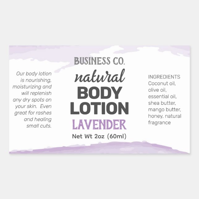Body Lotion Label | Purple (Front)