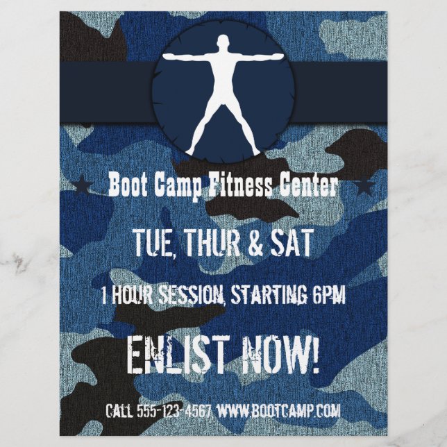 Body Madness Blue Cloth Camo Boot Camp Flyers (Front)
