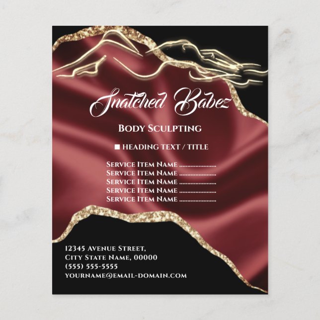 Body Massage Sculpting Gold Price List Cosmetics Flyer (Back)
