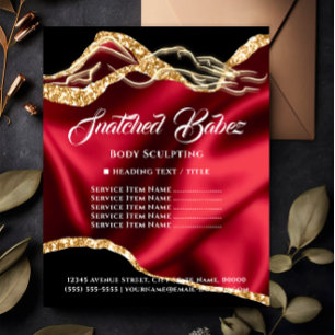 Body Massage Sculpting Logo Gold Price List Flyer